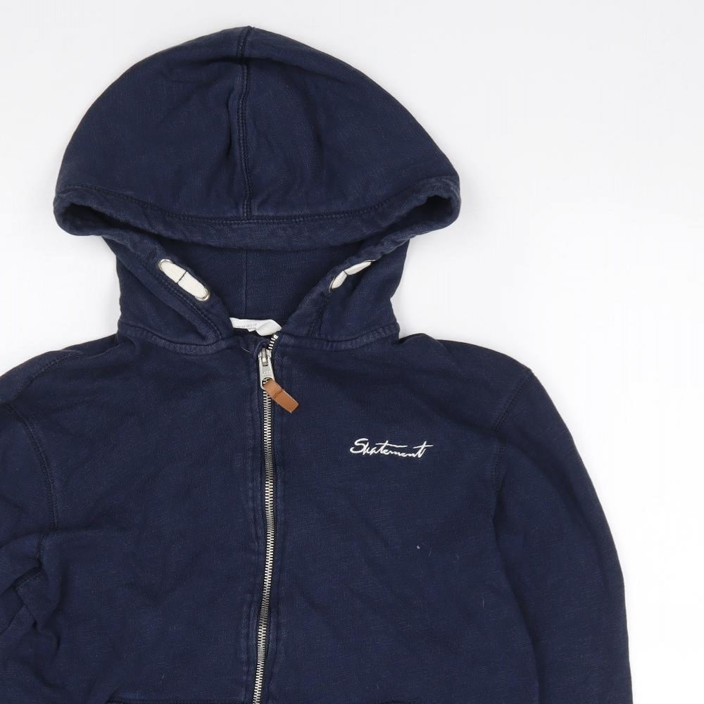 H&M  Boys Blue  Cotton Full Zip Hoodie Size 13-14 Years  Zip