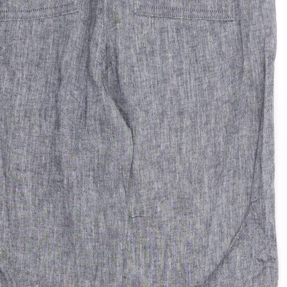F&F Womens Blue  Linen Trousers  Size 12 L27 in Regular Drawstring