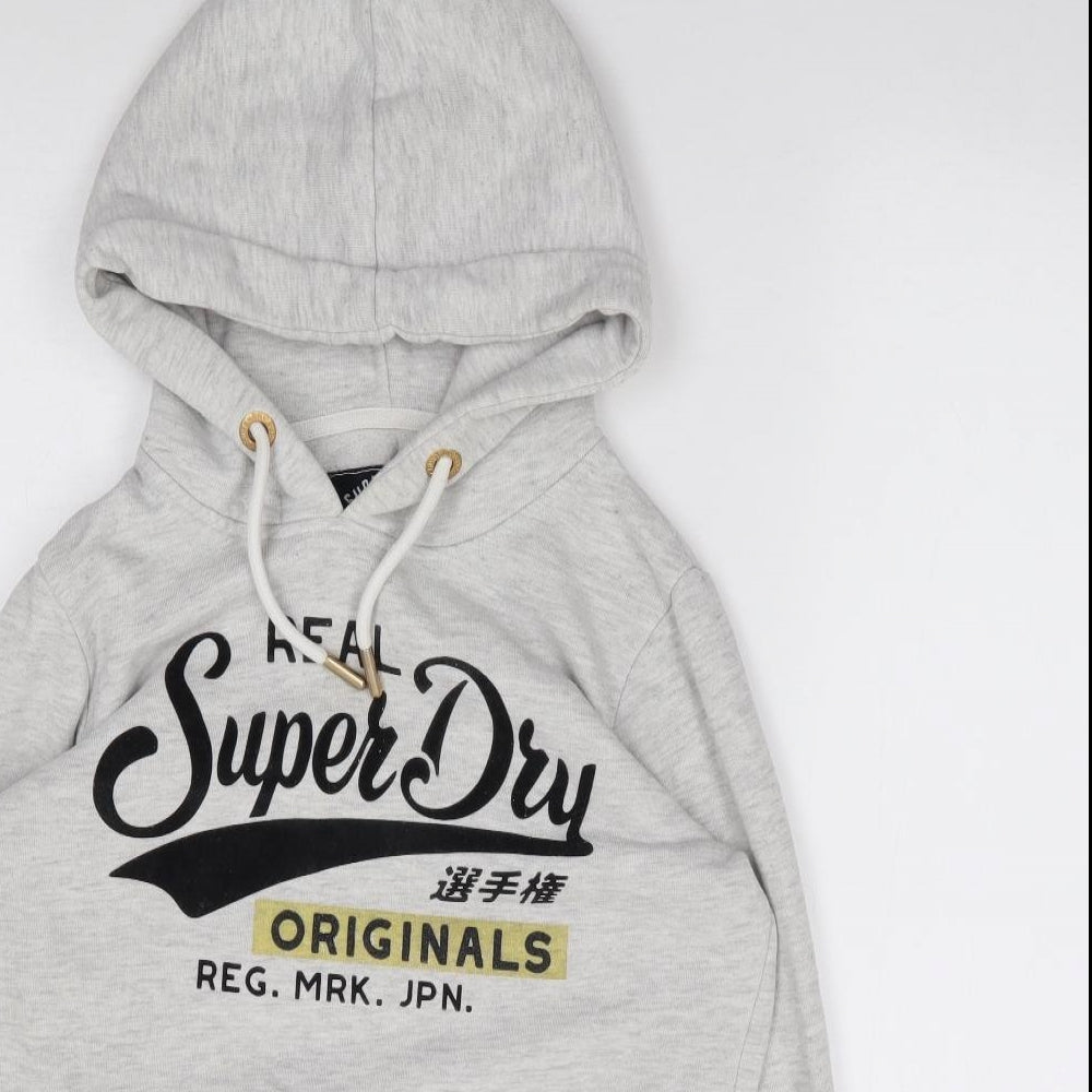 Superdry Womens Grey  Cotton Pullover Hoodie Size 10  Pullover
