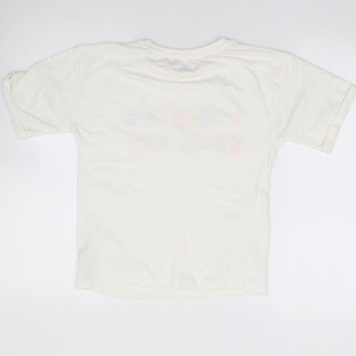 Primark Girls Ivory  Cotton Jersey T-Shirt Size 8-9 Years Crew Neck Pullover