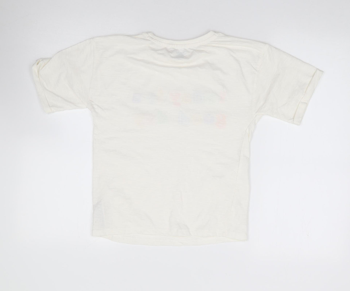 Primark Girls Ivory  Cotton Jersey T-Shirt Size 8-9 Years Crew Neck Pullover