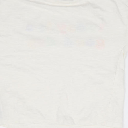 Primark Girls Ivory  Cotton Jersey T-Shirt Size 8-9 Years Crew Neck Pullover