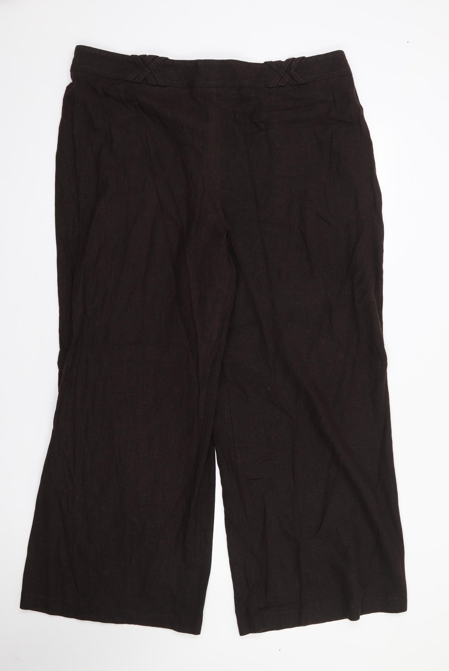 Evans  Womens Brown  Linen Trousers  Size 22 L27 in Regular