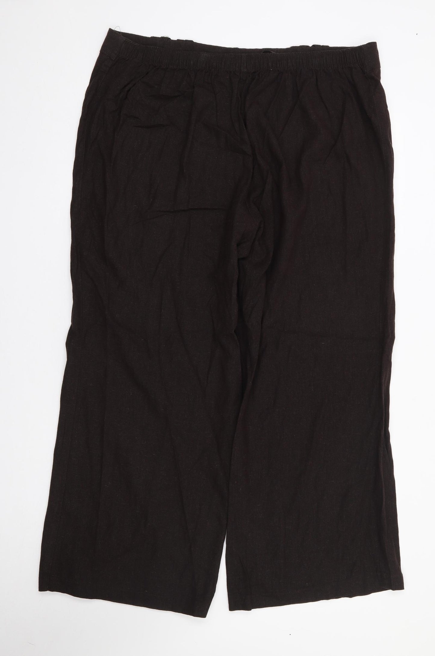 Evans  Womens Brown  Linen Trousers  Size 22 L27 in Regular