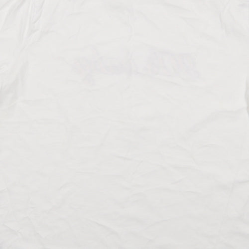New Look  Womens Ivory  100% Cotton Jersey T-Shirt Size 10 Crew Neck - 90s