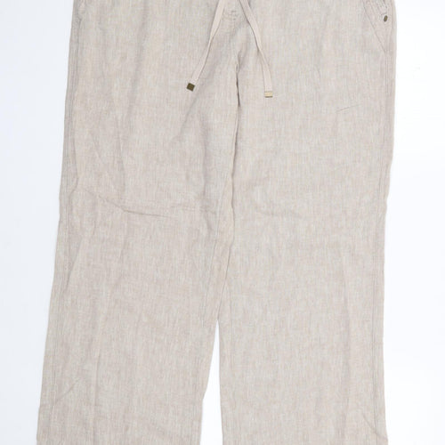 George Womens Beige  Linen Chino Trousers Size 14 L28 in Regular Drawstring