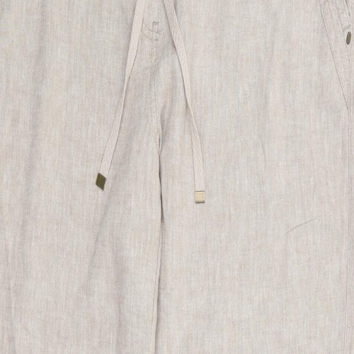 George Womens Beige  Linen Chino Trousers Size 14 L28 in Regular Drawstring