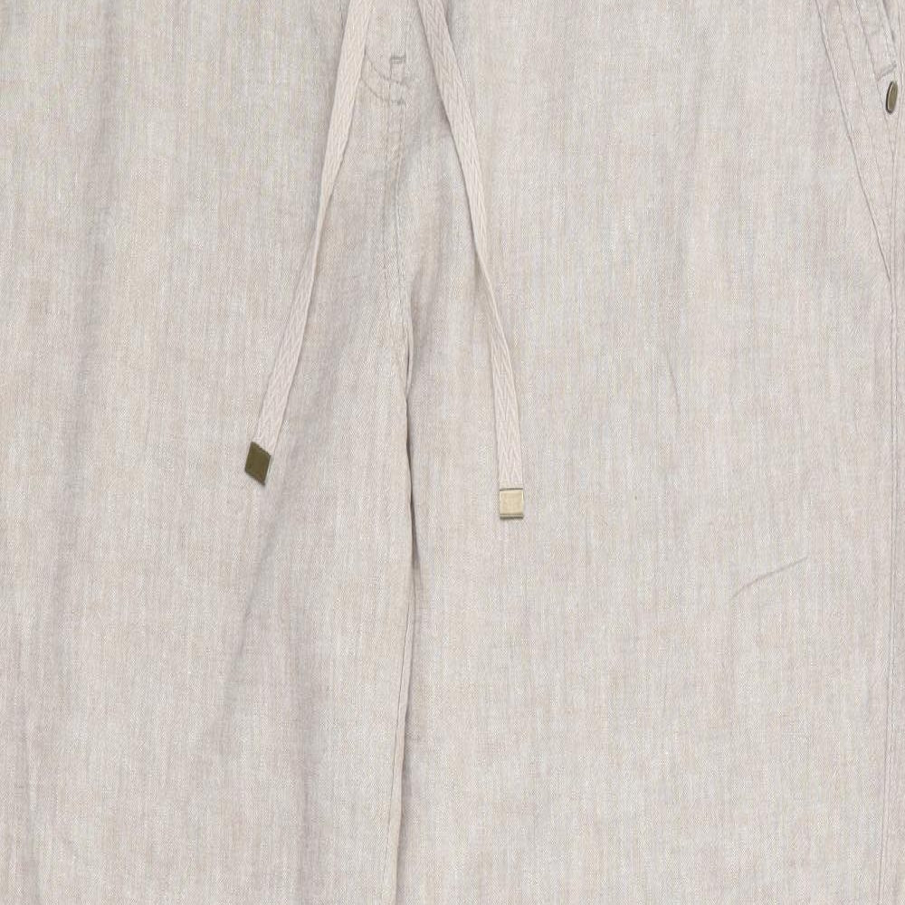 George Womens Beige  Linen Chino Trousers Size 14 L28 in Regular Drawstring