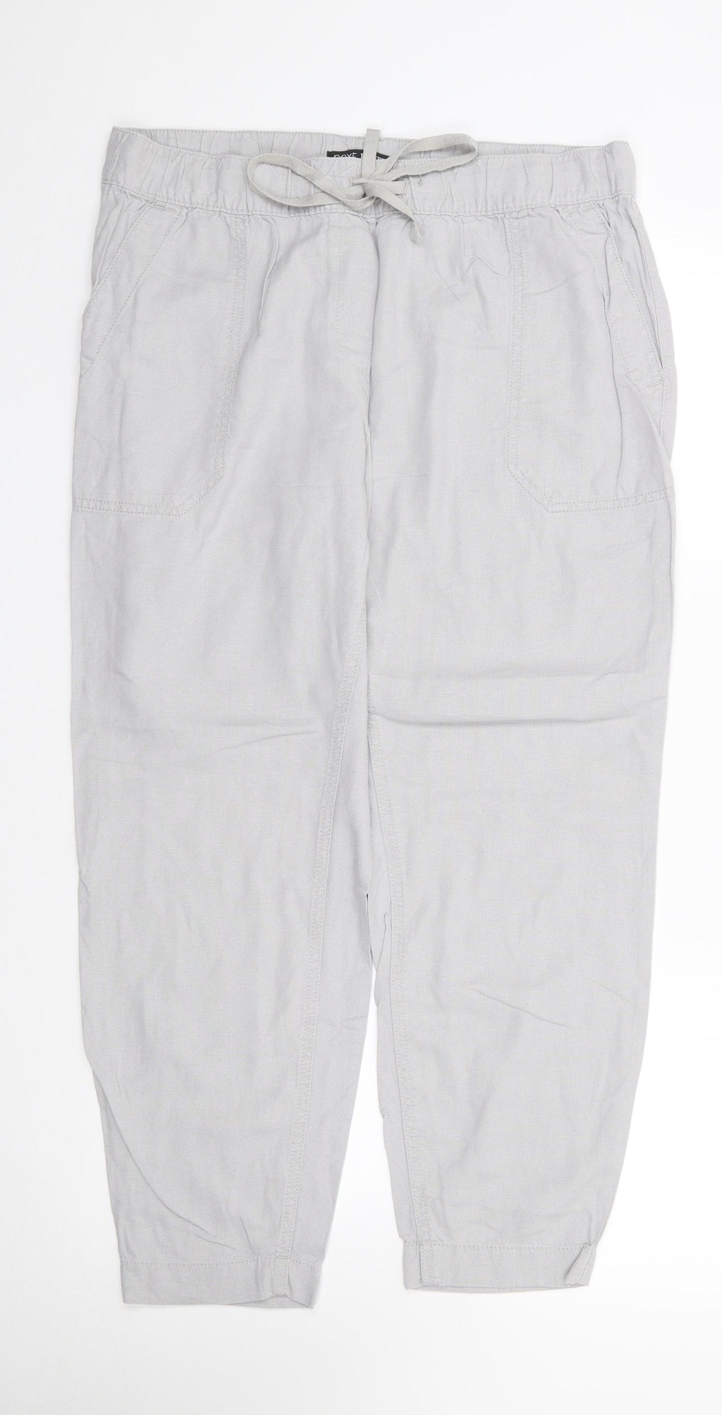 Next  Womens Grey  Linen Chino Trousers Size 14 L25 in Regular Drawstring