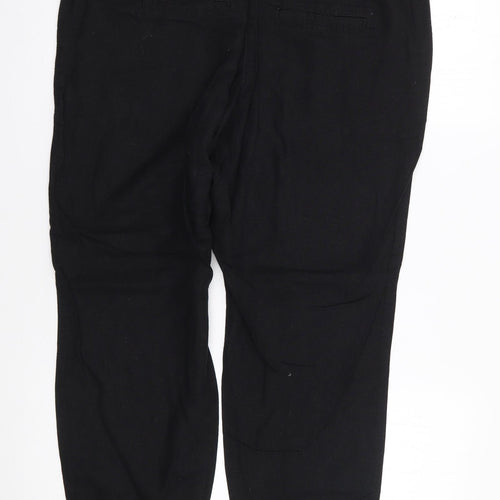 Next  Womens Black  Linen Chino Trousers Size 14 L25 in Regular Drawstring