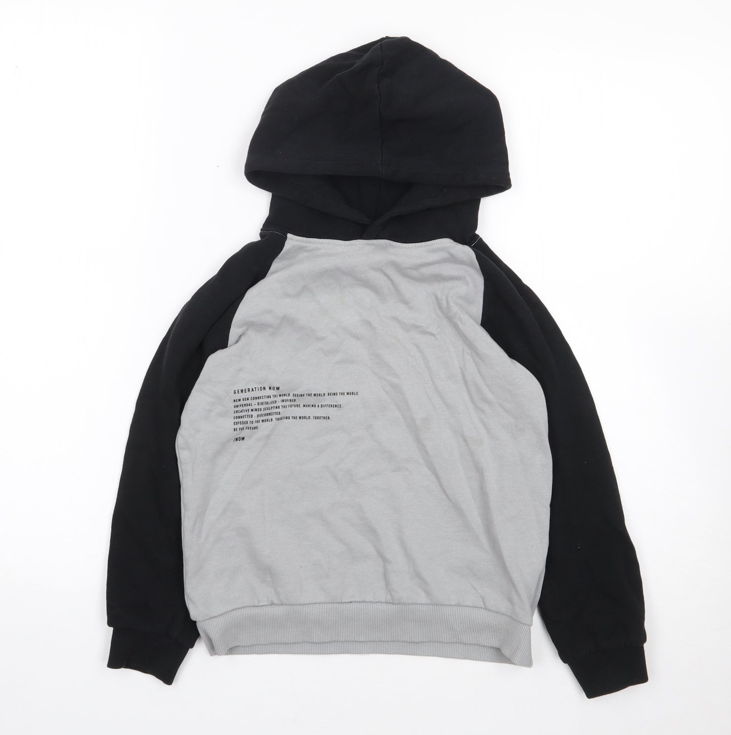 Name It  Boys Grey Colourblock 100% Cotton Pullover Hoodie Size 7-8 Years  Pullover