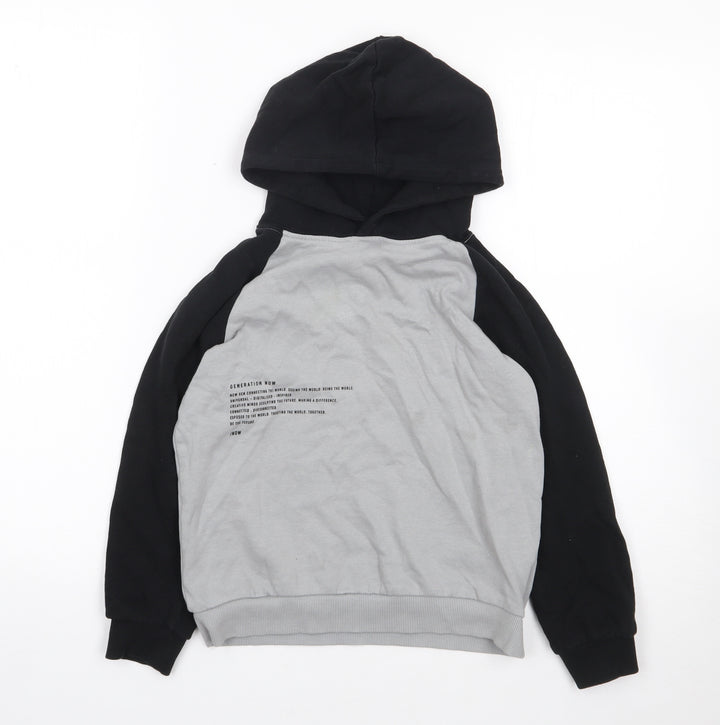 Name It  Boys Grey Colourblock 100% Cotton Pullover Hoodie Size 7-8 Years  Pullover