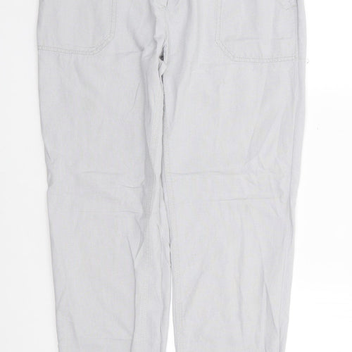 Next  Womens Grey  Linen Chino Trousers Size 10 L28 in Regular Drawstring