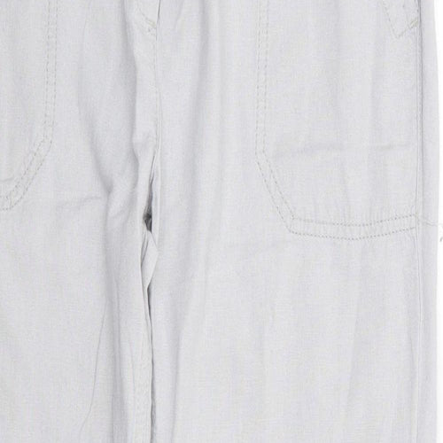Next  Womens Grey  Linen Chino Trousers Size 10 L28 in Regular Drawstring