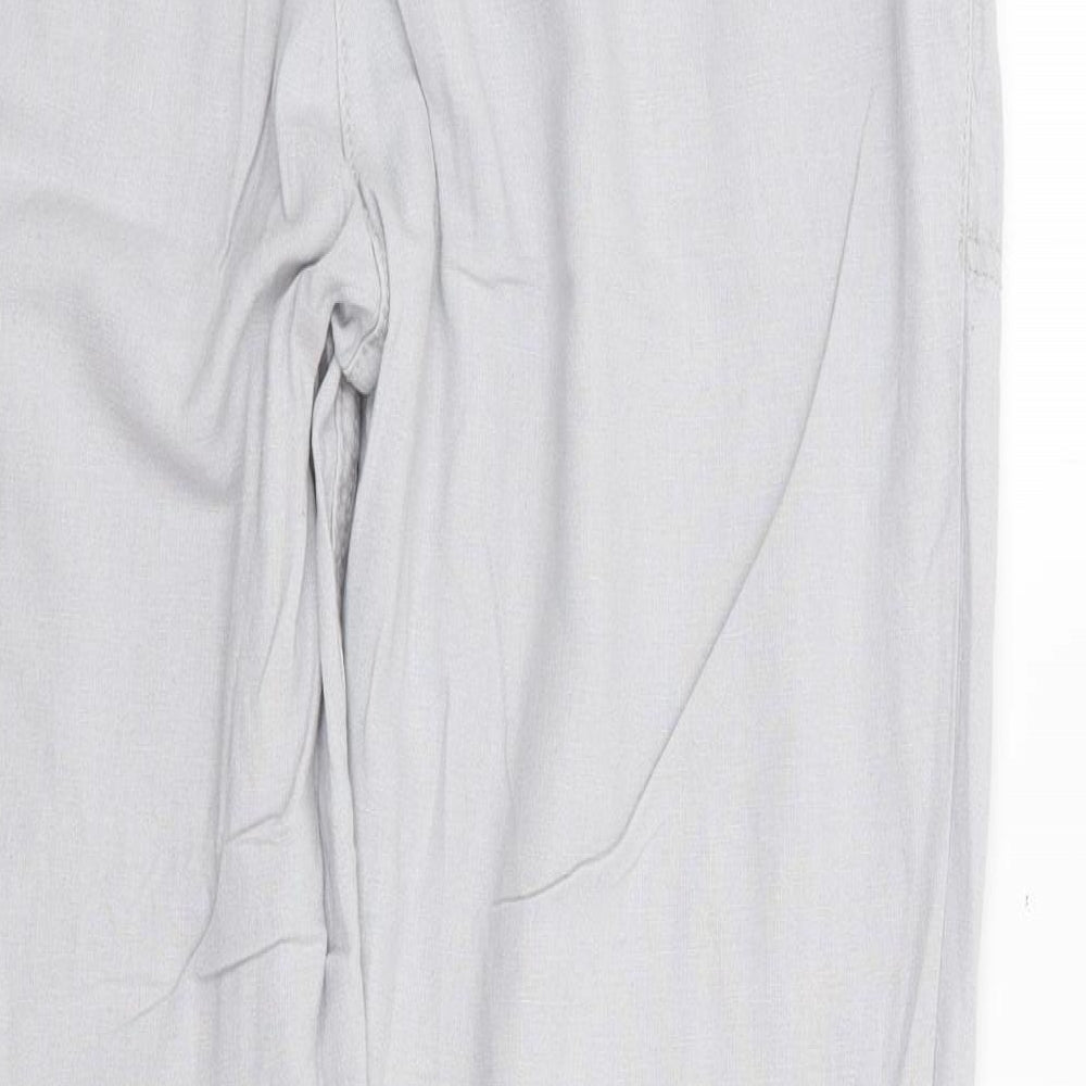 Next  Womens Grey  Linen Chino Trousers Size 10 L28 in Regular Drawstring