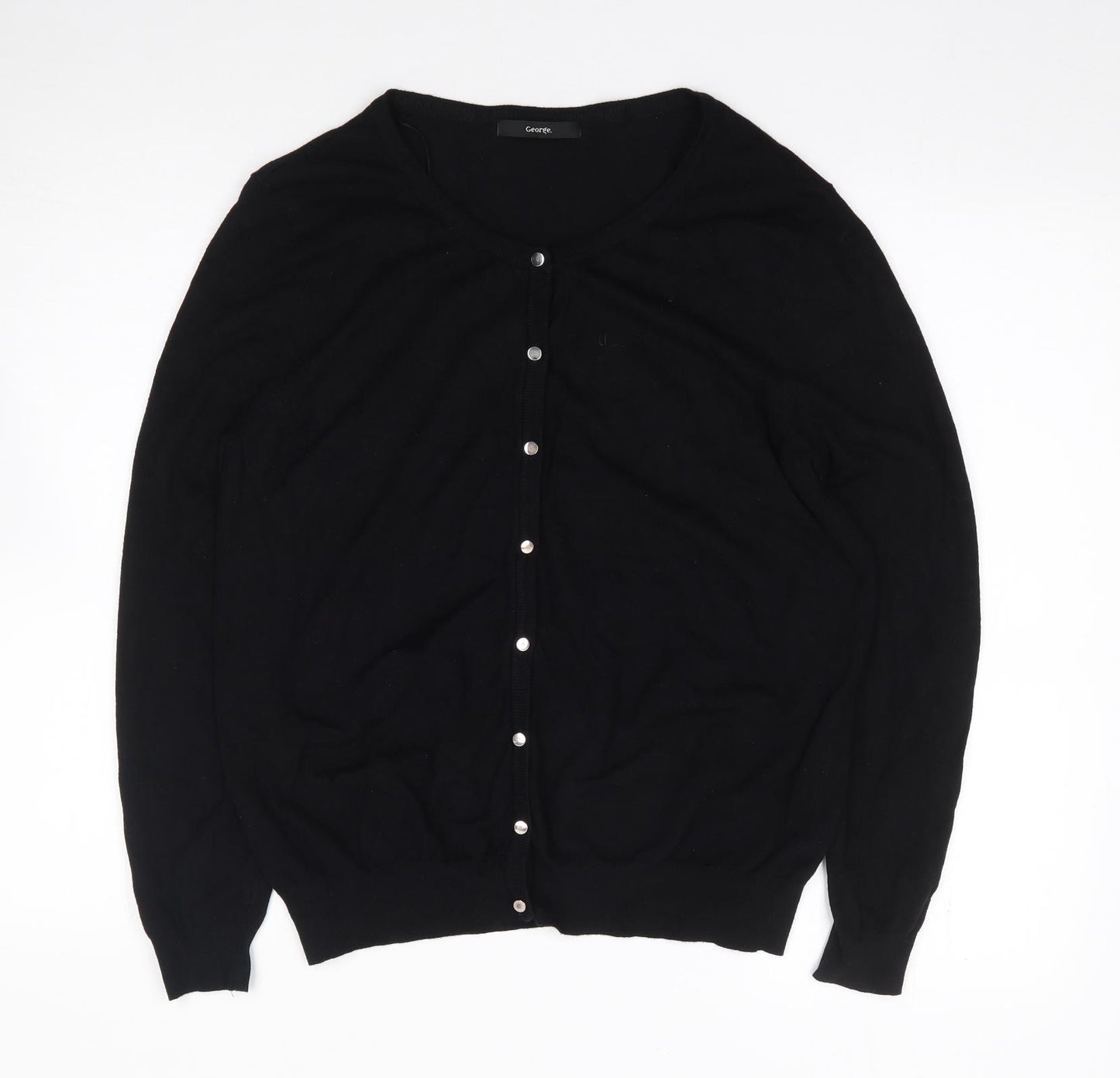 George Womens Black Round Neck  Viscose Cardigan Jumper Size 16