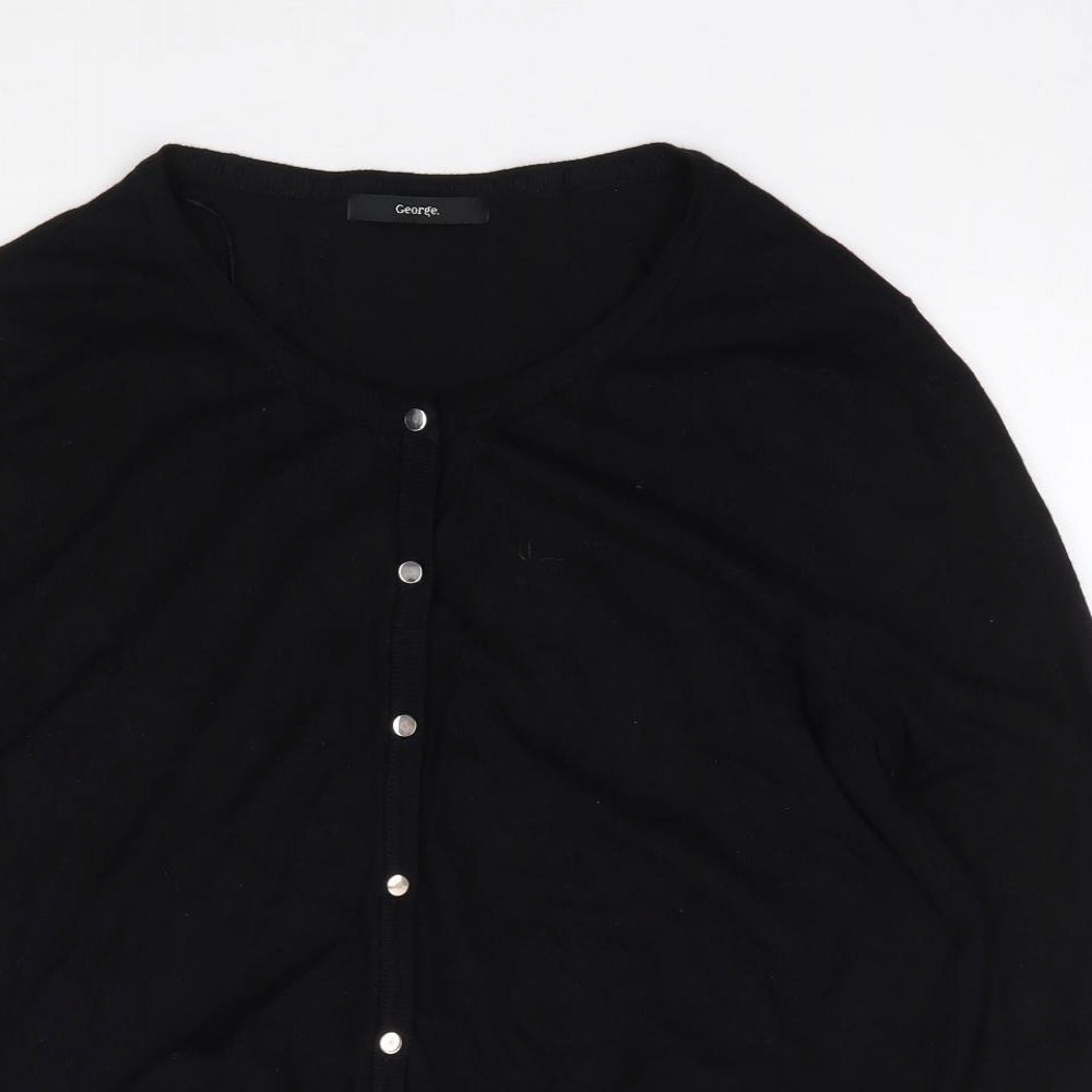 George Womens Black Round Neck  Viscose Cardigan Jumper Size 16