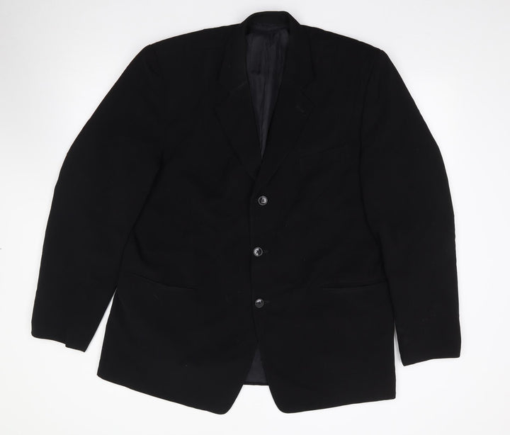 Preworn Mens Black  Polyester Jacket Suit Jacket Size 44