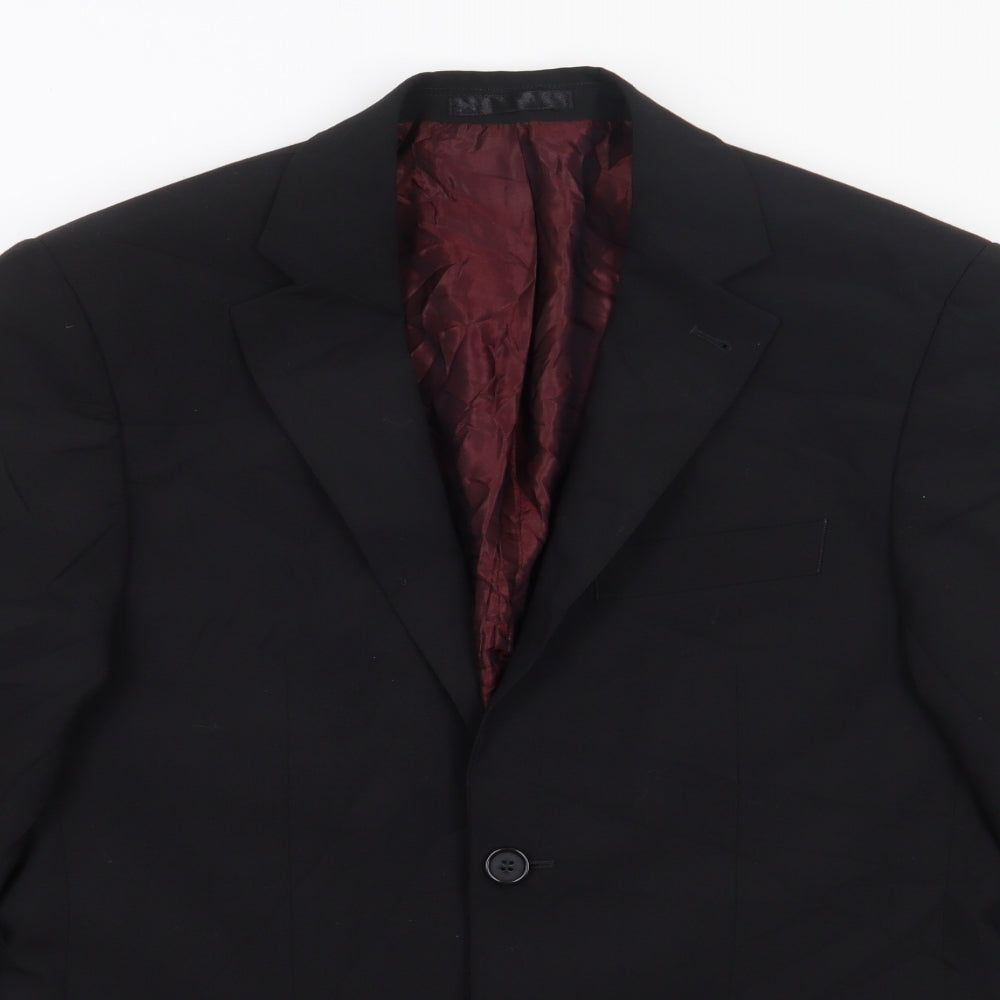 Tom English Mens Black  Polyester Jacket Suit Jacket Size 36