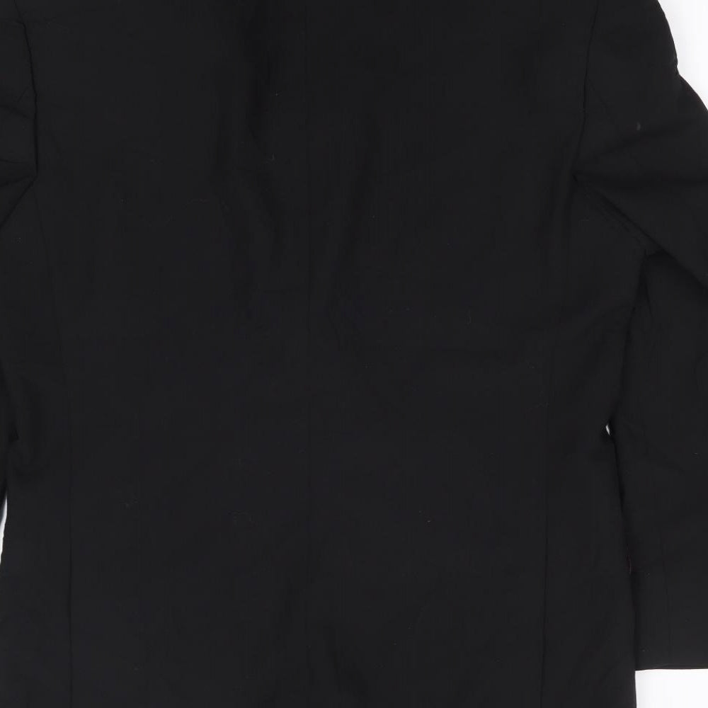 Tom English Mens Black  Polyester Jacket Suit Jacket Size 36