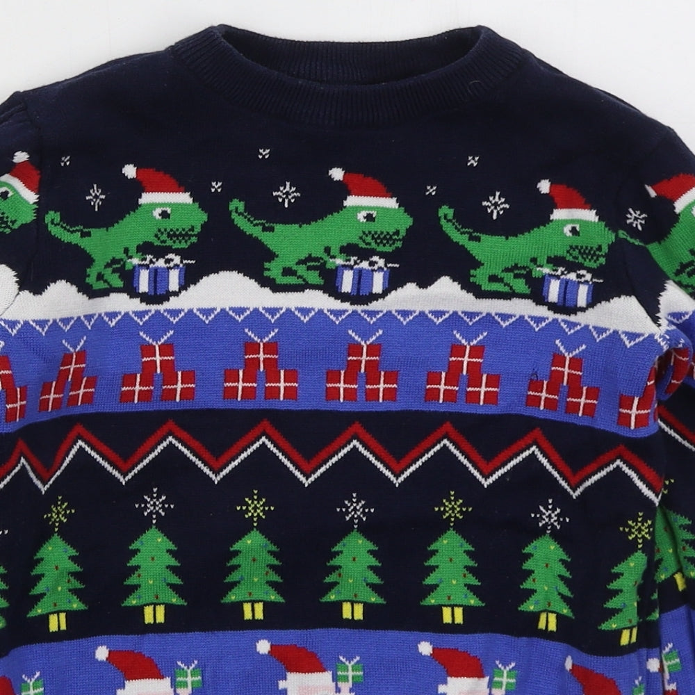 NEXT Boys Blue Crew Neck  Cotton Pullover Jumper Size 9 Years  Pullover - Christmas Prints