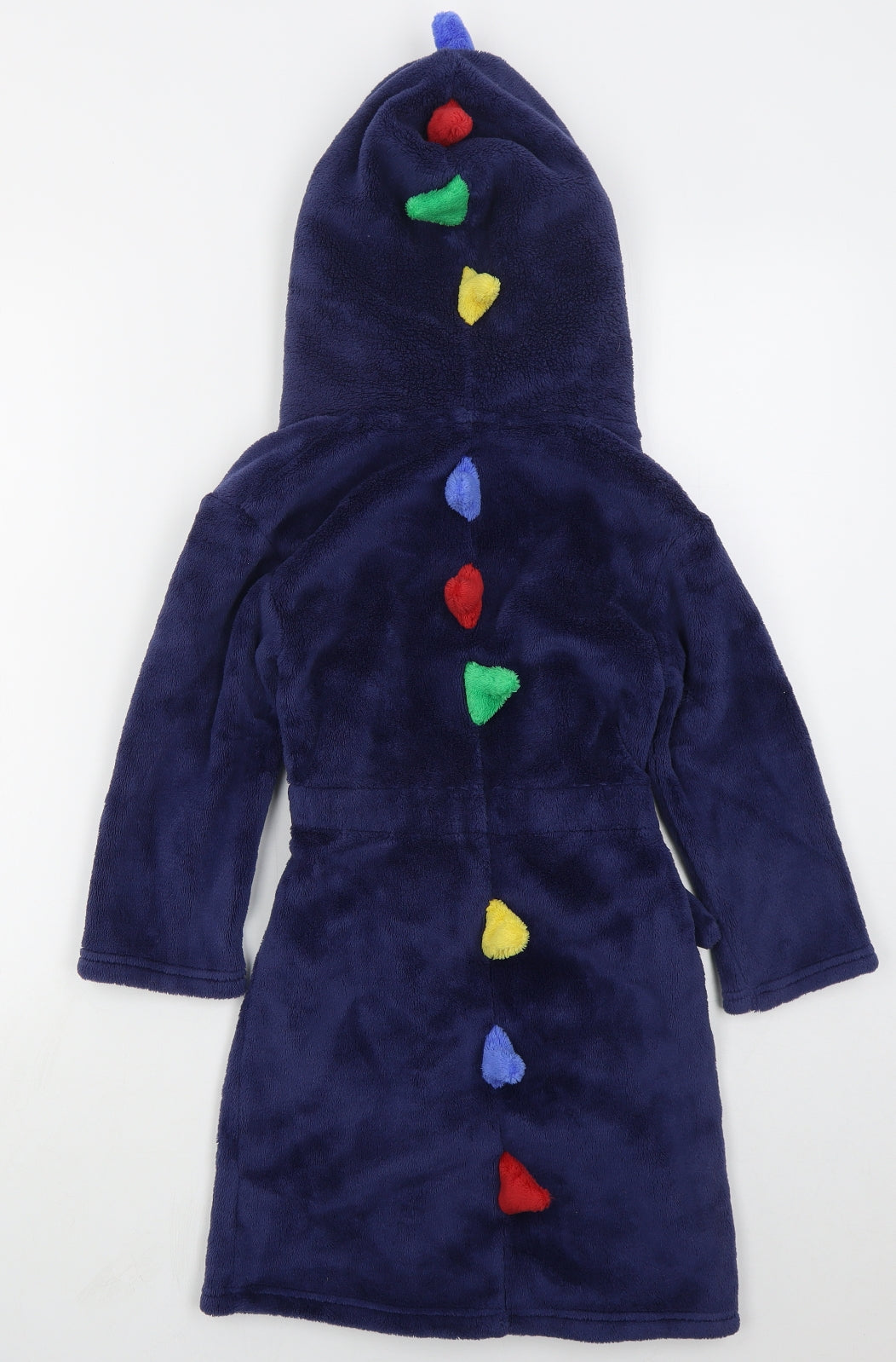 Marks and Spencer Boys Blue Solid Polyester  Robe Size 6-7 Years  Tie - Dinosaur Spikes