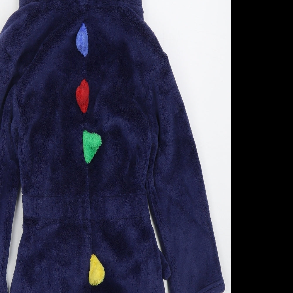 Marks and Spencer Boys Blue Solid Polyester  Robe Size 6-7 Years  Tie - Dinosaur Spikes