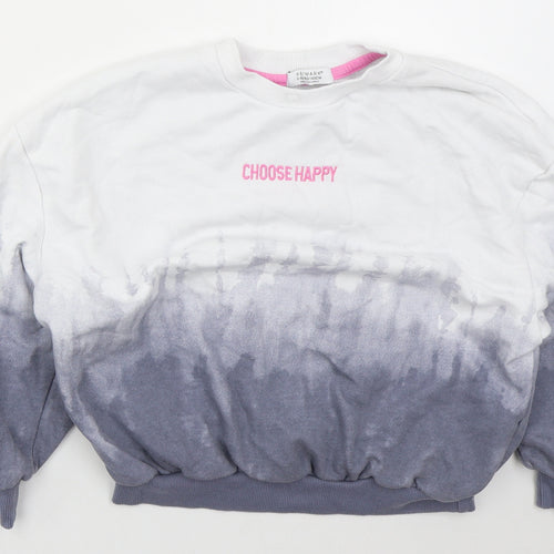 Primark Girls Blue  Cotton Pullover Sweatshirt Size 9-10 Years  Pullover - Choose Happy