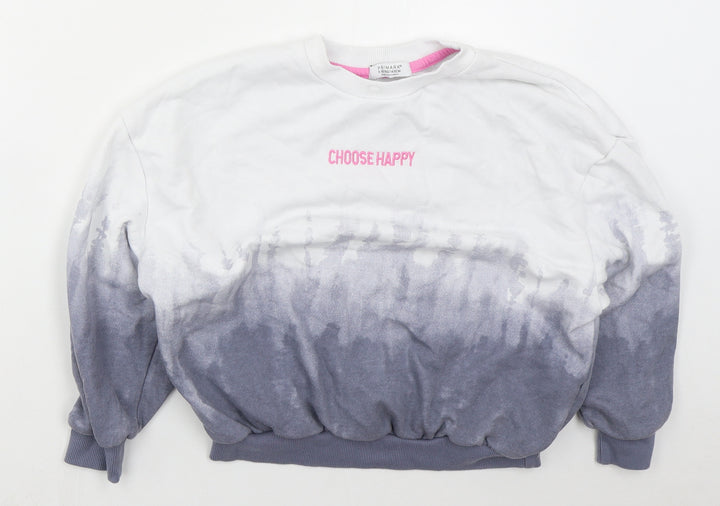 Primark Girls Blue  Cotton Pullover Sweatshirt Size 9-10 Years  Pullover - Choose Happy