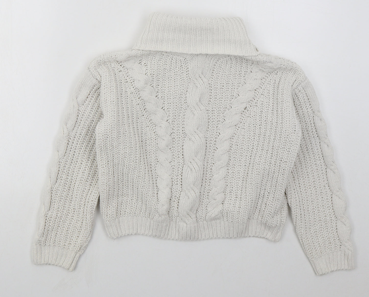 Primark Girls White Roll Neck  Polyester Pullover Jumper Size 8-9 Years  Pullover