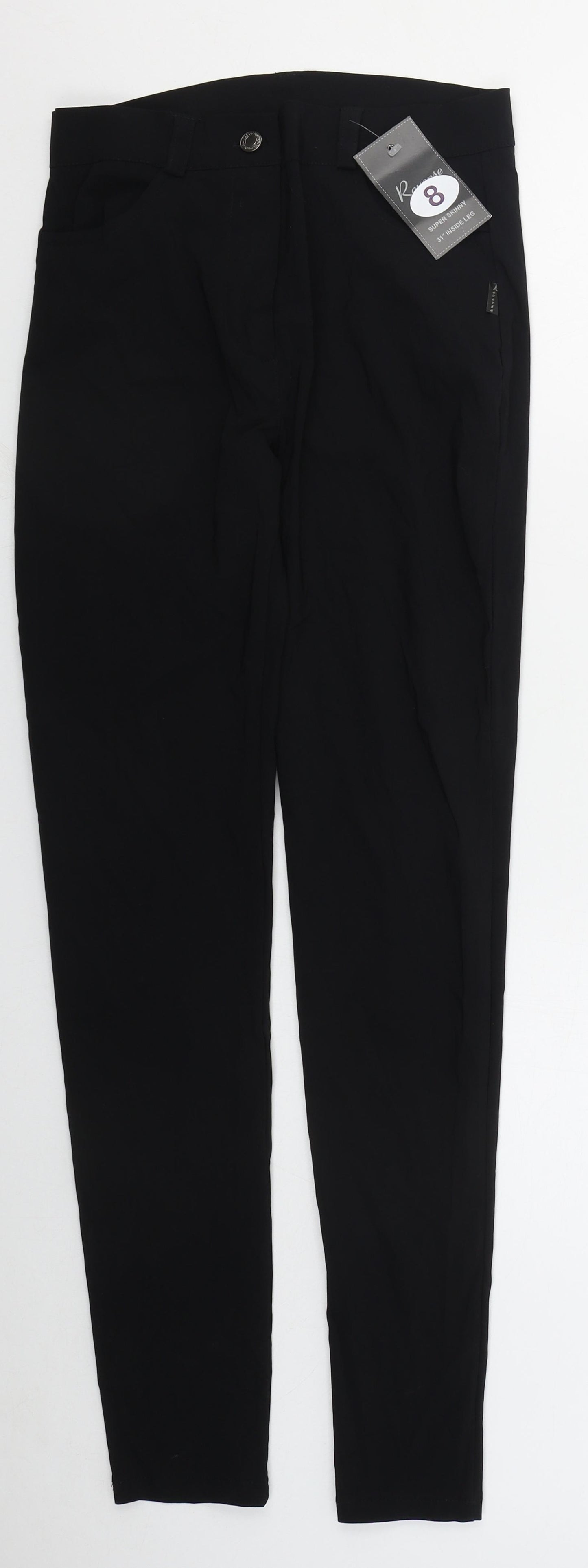 ROMWE Womens Black  Polyester Trousers  Size 8 L30 in Regular Button