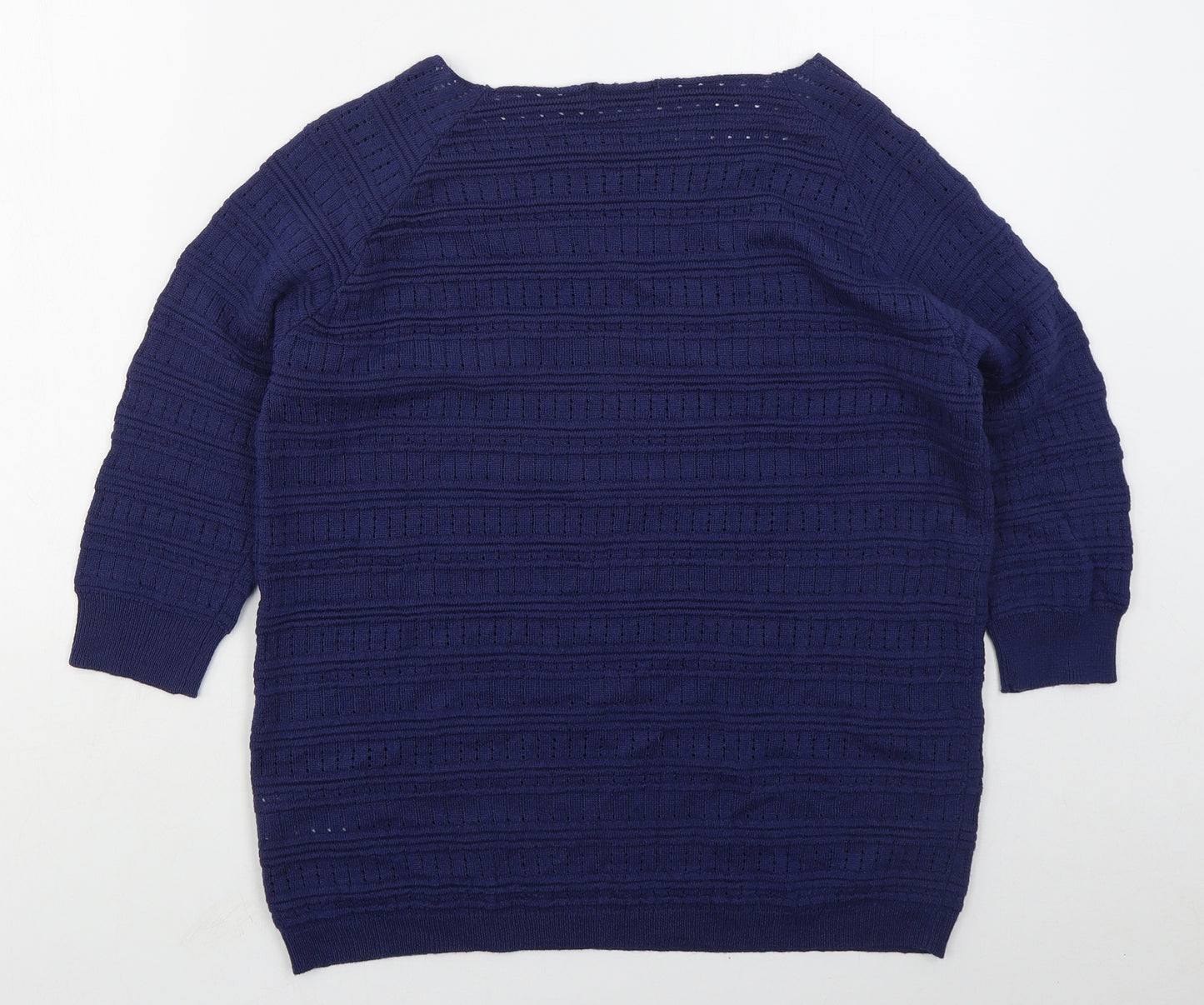 Mia Moda Womens Blue Square Neck  Acrylic Pullover Jumper Size L
