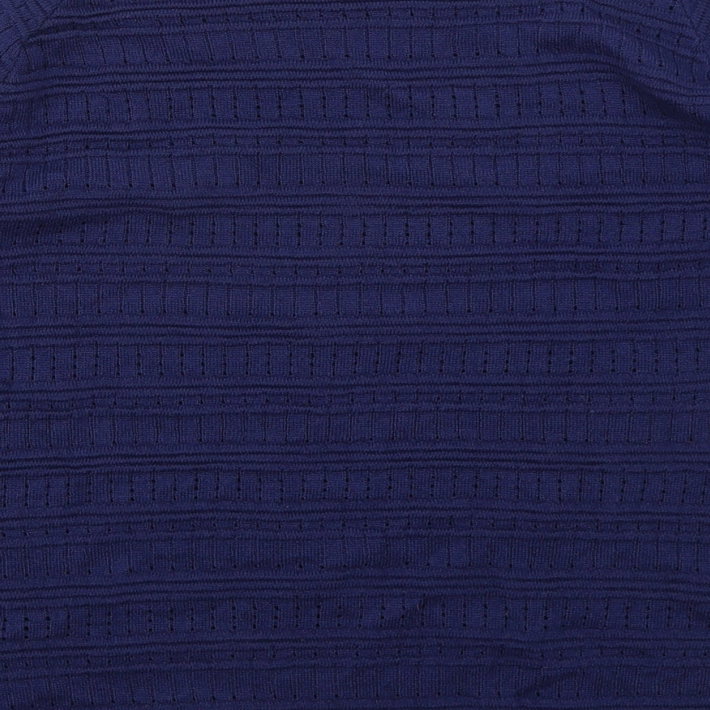 Mia Moda Womens Blue Square Neck  Acrylic Pullover Jumper Size L