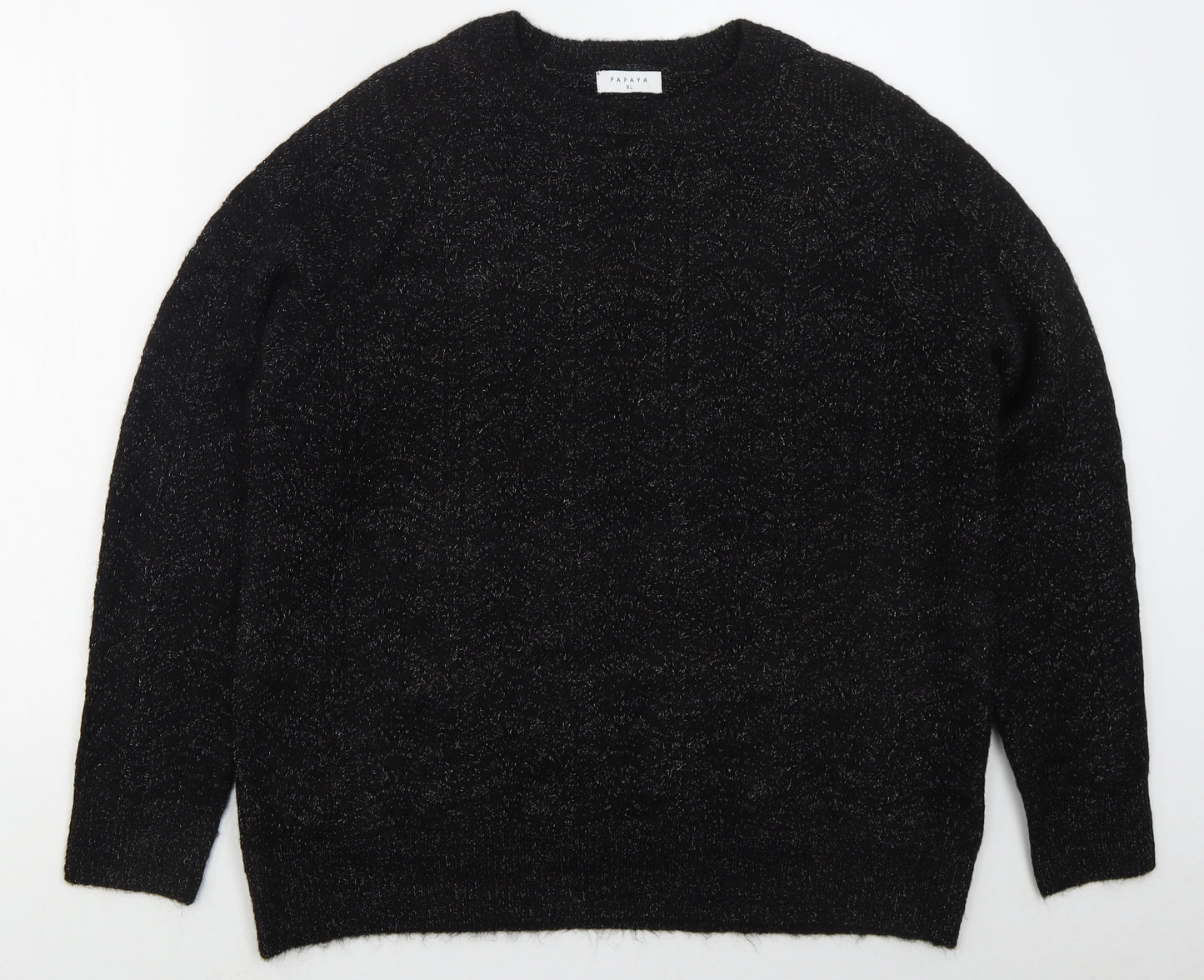 Papaya Womens Black Crew Neck  Acrylic Pullover Jumper Size XL