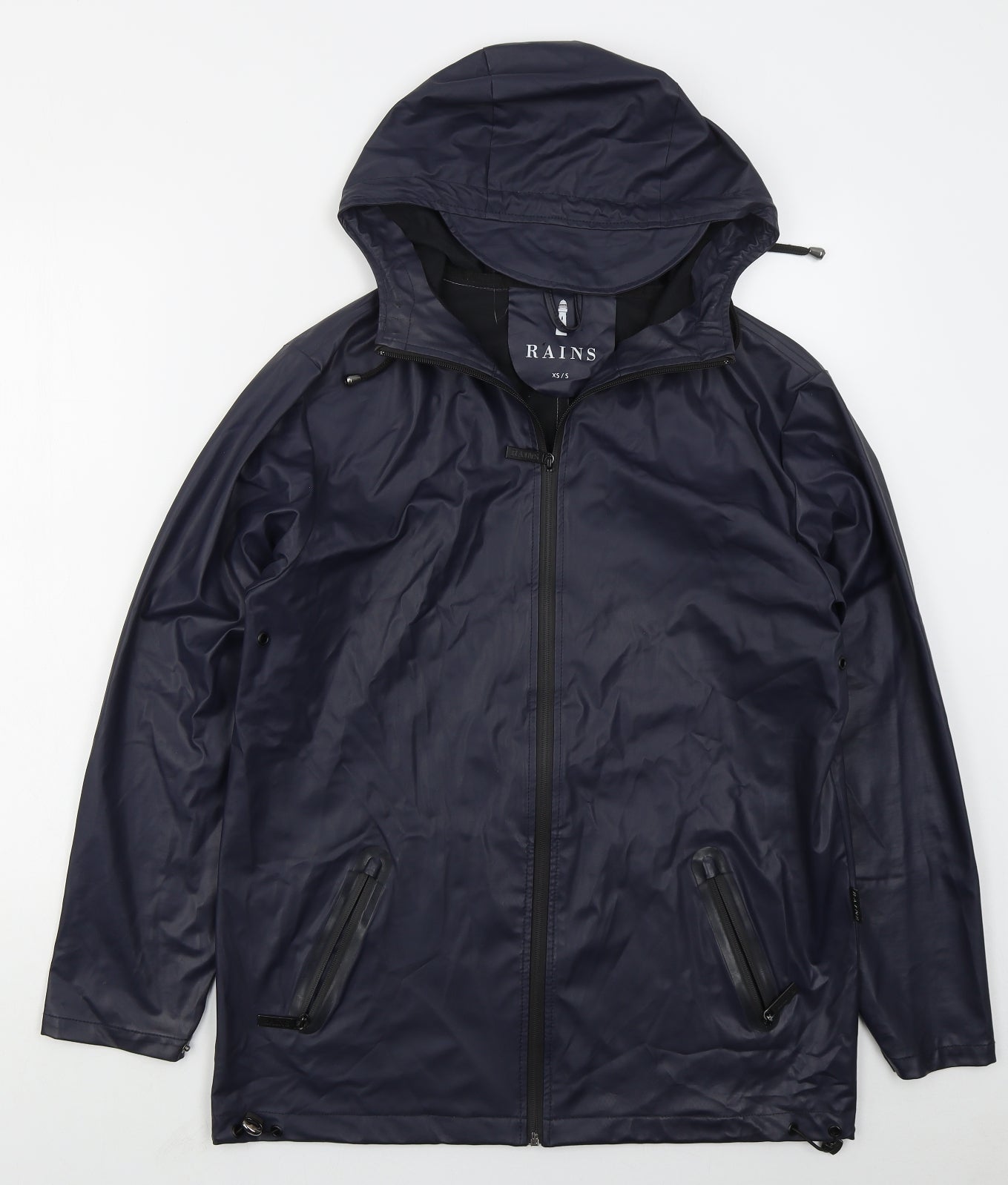 RAINS Womens Blue   Rain Coat Coat Size XS  Zip