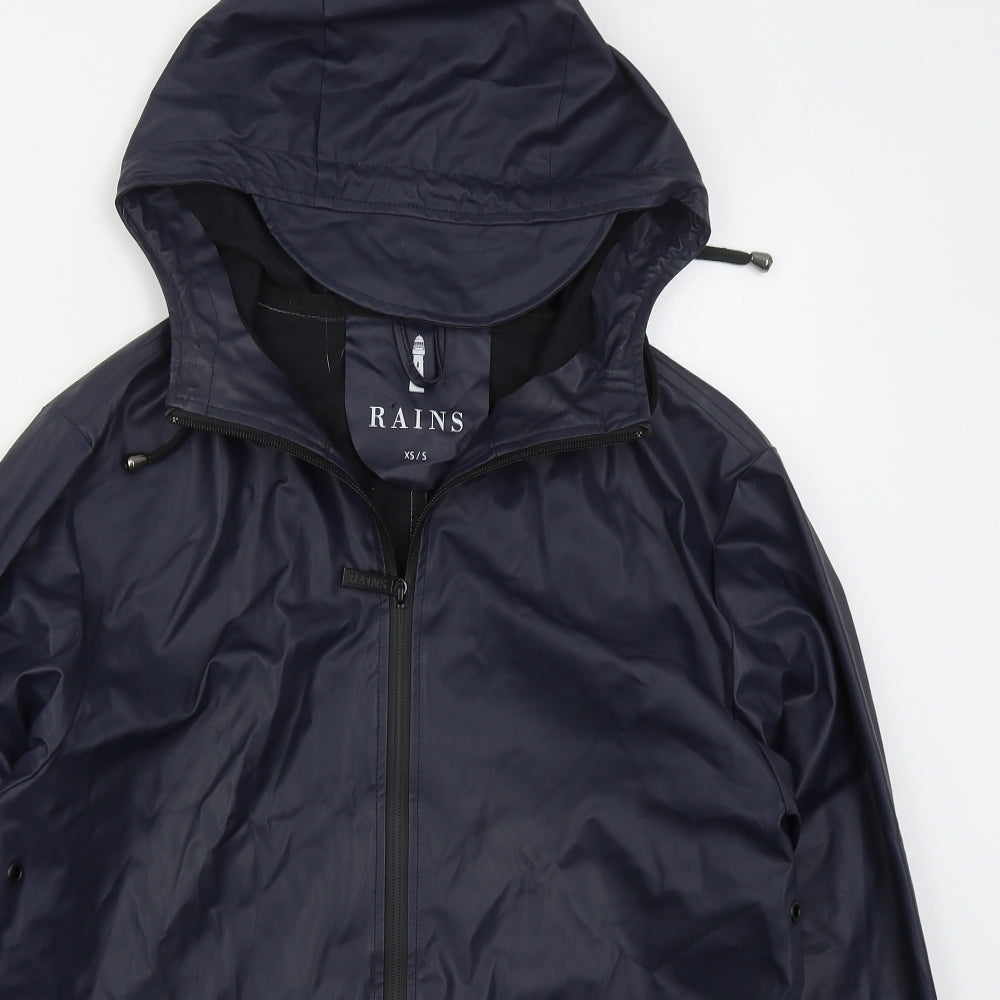 RAINS Womens Blue   Rain Coat Coat Size XS  Zip
