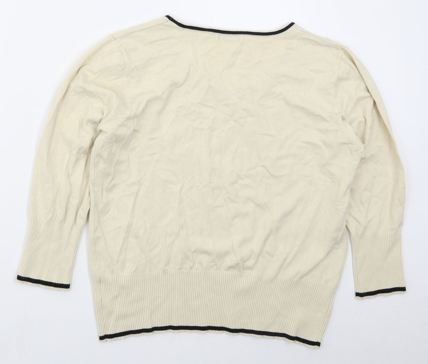 Roman Womens Beige Round Neck Polka Dot Viscose Pullover Jumper Size 18