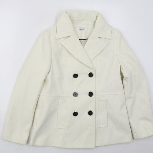 Damart Womens White   Pea Coat Coat Size 12  Button