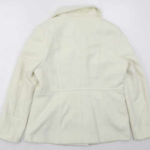 Damart Womens White   Pea Coat Coat Size 12  Button