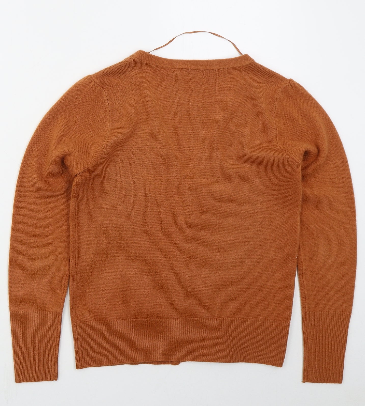 F&F Womens Orange V-Neck  Acrylic Cardigan Jumper Size 10