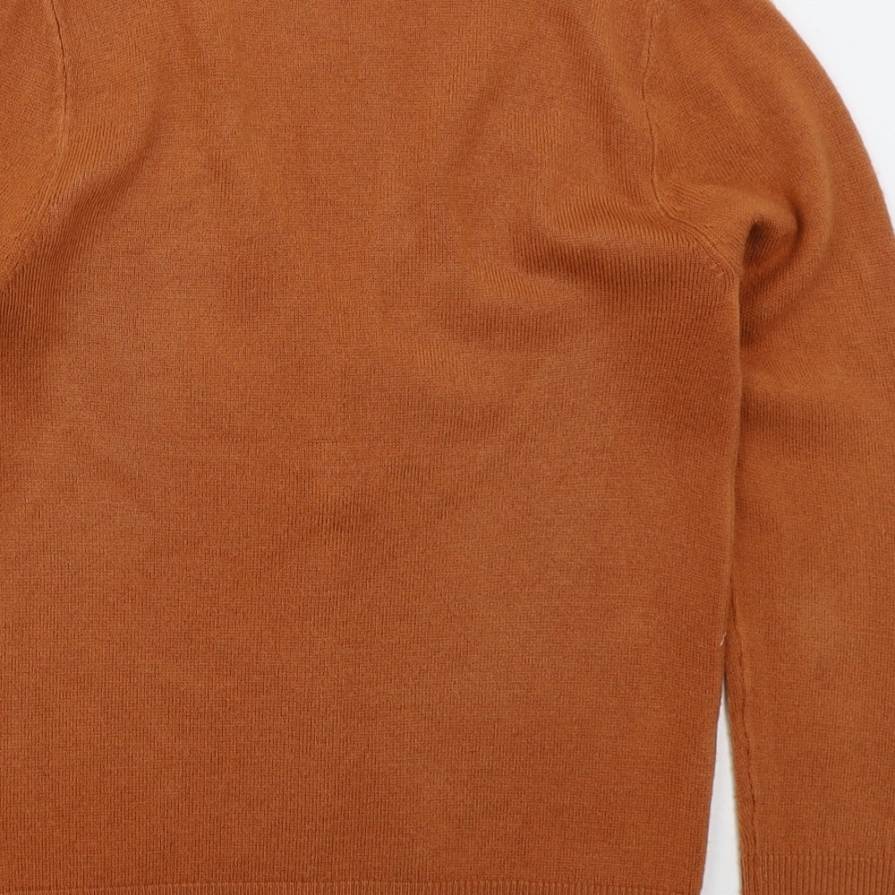 F&F Womens Orange V-Neck  Acrylic Cardigan Jumper Size 10