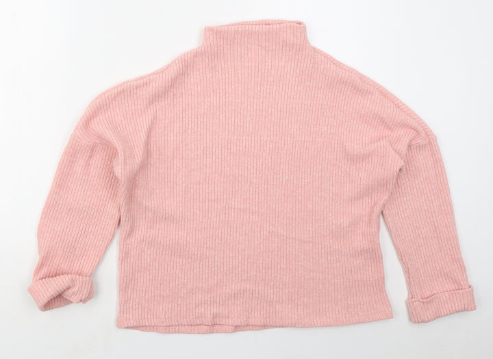 H&M Womens Pink Mock Neck Viscose Pullover Jumper Size S