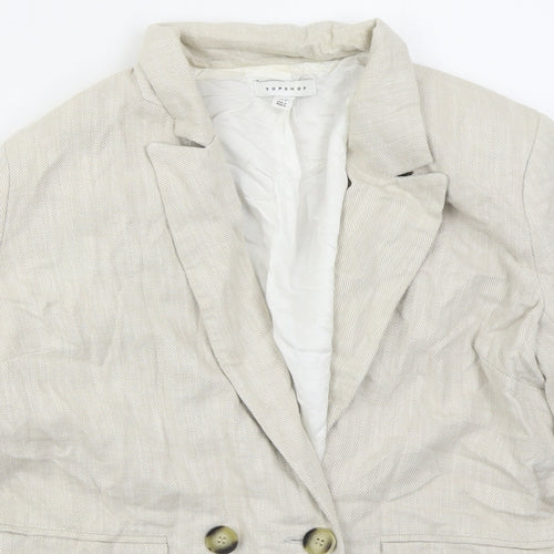 Topshop Womens Beige  Cotton Jacket Blazer Size 12
