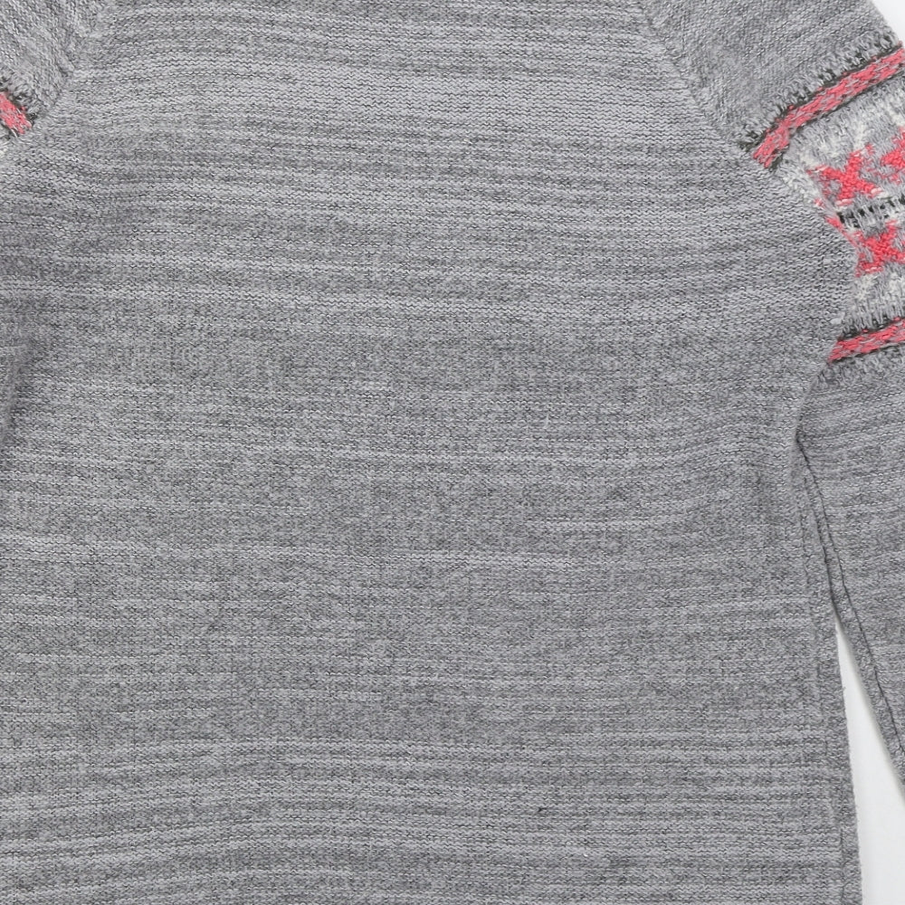 F&F Womens Grey Round Neck Fair Isle Acrylic Pullover Jumper Size 18