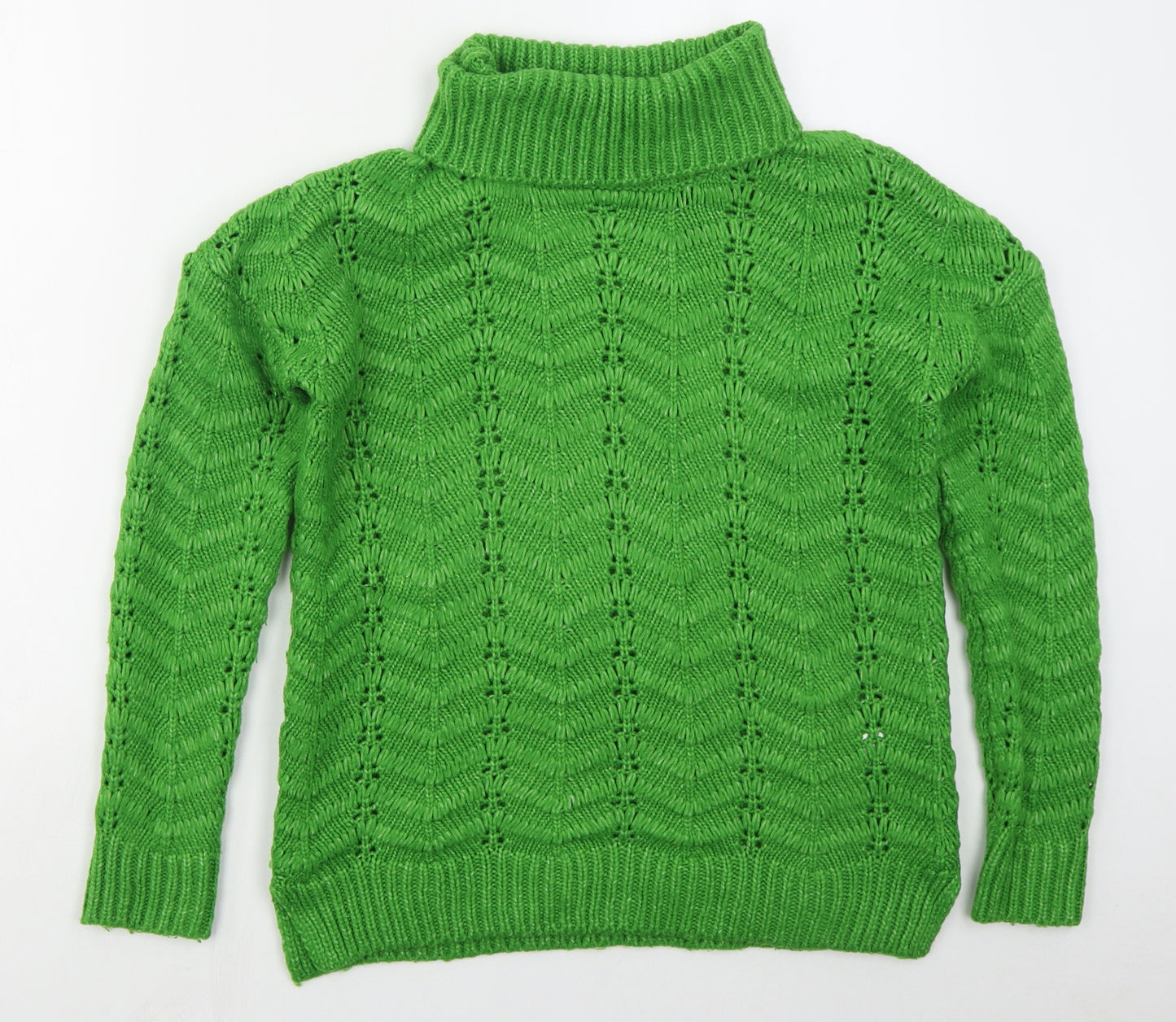 Papaya Womens Green Roll Neck  Acrylic Pullover Jumper Size S