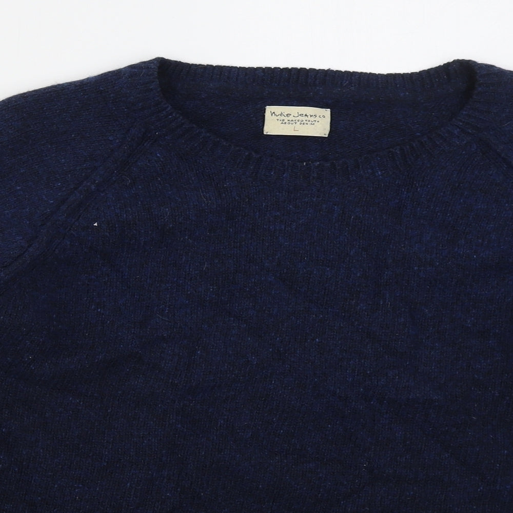 Nudie Jeans Co Womens Blue Round Neck  Wool Pullover Jumper Size L