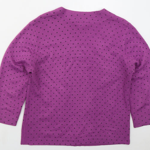 Touch Womens Purple Square Neck Polka Dot Acrylic Pullover Jumper Size M