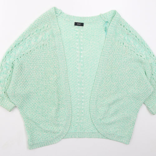 F&F Womens Green V-Neck  Acrylic Cardigan Jumper Size 14