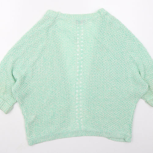 F&F Womens Green V-Neck  Acrylic Cardigan Jumper Size 14