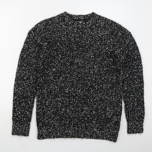 Papaya Womens Black Crew Neck  Acrylic Pullover Jumper Size M
